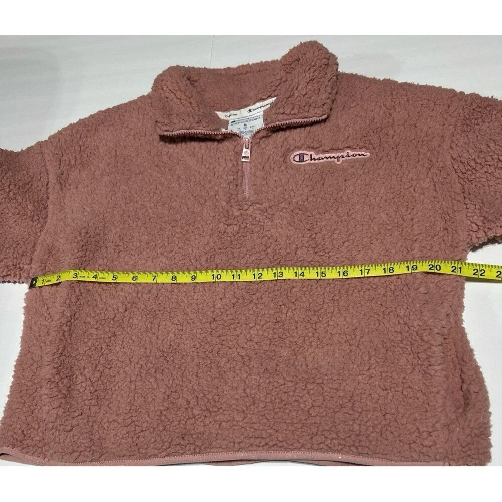 Champion Women's Medium Rose Pink Sherpa Fleece Quarter-Zip Pullover